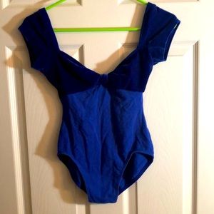 Mirella leotard, Royal blue, velvet top